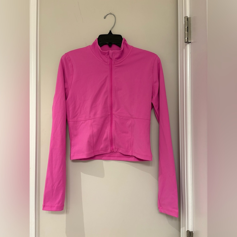 PINK Victoria's Secret Hot Pink Cropped Zip-Up Bomber NWT size M